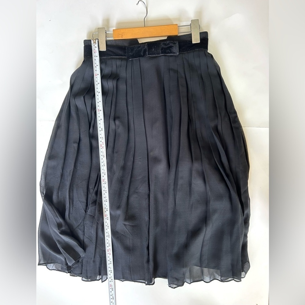 Robert Rodriguez silk  Skirt Womens 6 Black bow Pleated A Line - Picture 4 of 5
